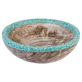 "As Is" KALIFANO Light Petrified Wood Howlite Rim Jewelry Bowl