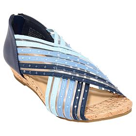 "As Is" Kenneth Cole Reaction Gigi Jeweled Stretch X-Band Wedge Sandal