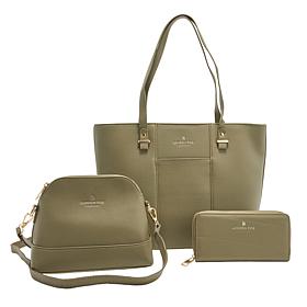 "As Is" London Fog Faux Pebble Leather 3-Piece Tote Set