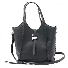 "As Is" London Fog Jade Whipstitch Tote Bag with Crossbody Strap
