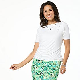 "As Is" Mark & James by Badgley Mischka Elbow-Sleeve Draped Top