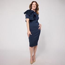 "As Is" Mark & James by Badgley Mischka Side Ruching Short-Sleeve M...