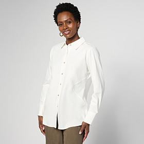 "As Is" MarlaWynne Hi-Low Tunic Shirt with Side Seam Gussets
