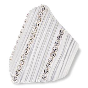 "As Is" MarlaWynne Pavé Crystal Brushed Finish Hexagon Ring
