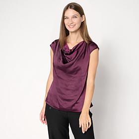 "As Is" MarlaWynne Satin Drape Neck Top