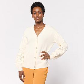 "As Is" MarlaWynne SoftSPUN Herringbone Long Sleeve V-Neck Cardigan