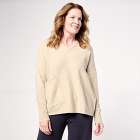 "As Is" MarlaWynne V-Neck Boxy Sweater with Pocket