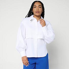 "As Is" Megan Renee Grommet Button Down Poplin Top
