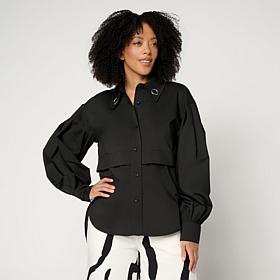 "As Is" Megan Renee Grommet Button Down Poplin Top