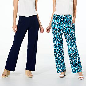 "As Is" Nina Leonard 2-pack Straight Leg Pant with Pockets