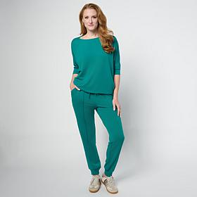 "As Is" Nina Leonard 2-piece 3/4-Sleeve Tunic and Pant Set 