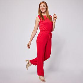 "As Is" Nina Leonard 2-Piece Sleeveless Top & Wide Leg Pant Set
