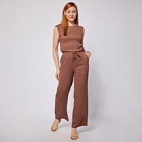 "As Is" Nina Leonard 2-Piece Sleeveless Top & Wide Leg Pant Set