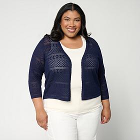 "As Is" Nina Leonard 3/4 Sleeve Sweater Knit Bolero Top