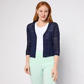 "As Is" Nina Leonard 3/4 Sleeve Sweater Knit Bolero Top