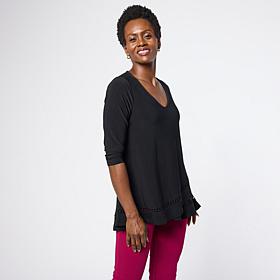 "As Is" Nina Leonard 3/4 Sleeve V Neck Tunic