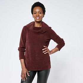 "As Is" Nina Leonard Cowl Neck Chenille Sweater Tunic