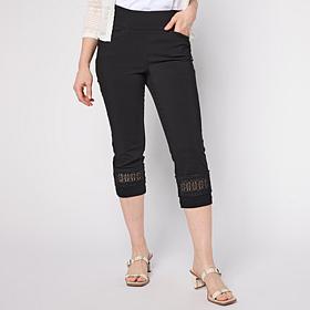 "As Is" Nina Leonard Cropped Pant with Inset Lace