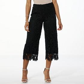 "As Is" Nina Leonard Floral Lace Culotte Pant