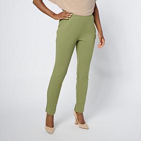 "As Is" Nina Leonard High Tech Crepe Knit Pull-On Slim-Leg Pants