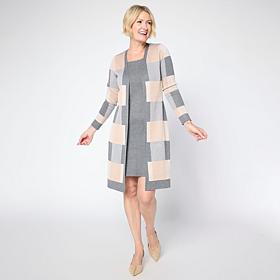 "As Is" Nina Leonard Jewel Neck Twofer Midi Dress