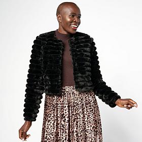 "As Is" Nina Leonard Long Sleeve Faux Fur Bolero Top