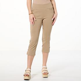 "As Is" Nina Leonard Millennium Crop Pant with Crystal Button Detail