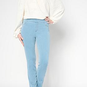 "As Is" Nina Leonard Narrow Leg Elastic Waist Stretch Knit Denim Pant
