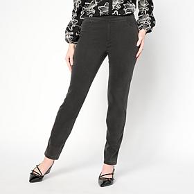 "As Is" Nina Leonard Narrow Leg Elastic Waist Stretch Knit Denim Pant