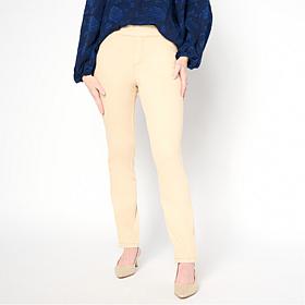 "As Is" Nina Leonard Narrow Leg Elastic Waist Stretch Knit Denim Pant