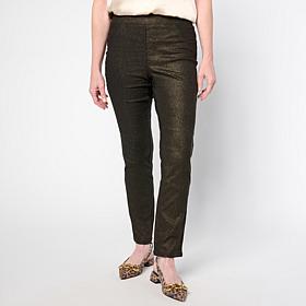 "As Is" Nina Leonard Narrow Leg Pull-On Foiled Pant