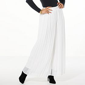 "As Is" Nina Leonard Pleated Chiffon Palazzo Pant