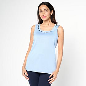"As Is" Nina Leonard Scoop Neck Sleeveless Knit Tank