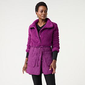 "As Is" Nina Leonard Sherpa Quilted Drawstring Jacket