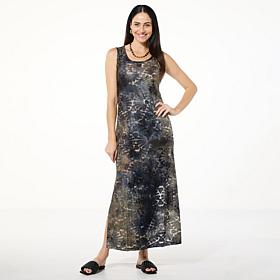 "As Is" Nina Leonard Sleeveless Burnout Tie Dye Maxi Dress