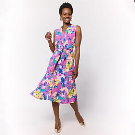 "As Is" Nina Leonard Sleeveless Collared Button Front Dress