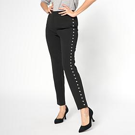 "As Is" Nina Leonard Slim Leg Pant with Elastic Waist