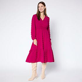"As Is" Nina Leonard Smocked Waist Surplice Dress