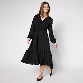 "As Is" Nina Leonard Smocked Waist Surplice Dress