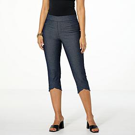 "As Is" Nina Leonard Stretch Twill "Denim" Cropped Pant