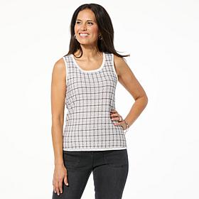"As Is" Nina Leonard Tweed Knit Scoop Neck Tank Top