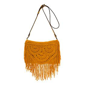 "As Is" Patricia Nash Cannara Leather Trim Crochet Crossbody