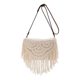 "As Is" Patricia Nash Cannara Leather Trim Crochet Crossbody