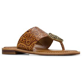 "As Is" Patricia Nash Niki Leather Compass Medallion Sandal