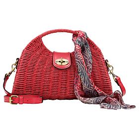 "As Is" Patricia Nash Sarakino Straw Handbag with Scarf