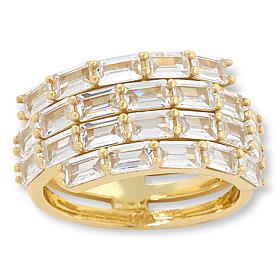 "As Is" Radiance by Absolute™ 3.98ctw Emerald Cut 4-Row Ring