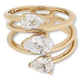 "As Is" Radiance by Absolute™ Platinum-Plated Wrap Three-Stone Ring