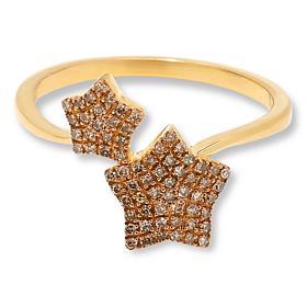 "As Is" Rarities .18ctw Champagne Diamond Gold-Plated Star Bypass Ring