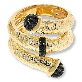 "As Is" Rarities Gold-Plated Black Spinel Textured Coil Ring