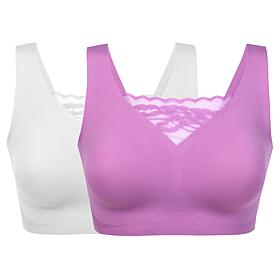 "As Is" Rhonda Shear 2-pack Body Bra with Lace Inset